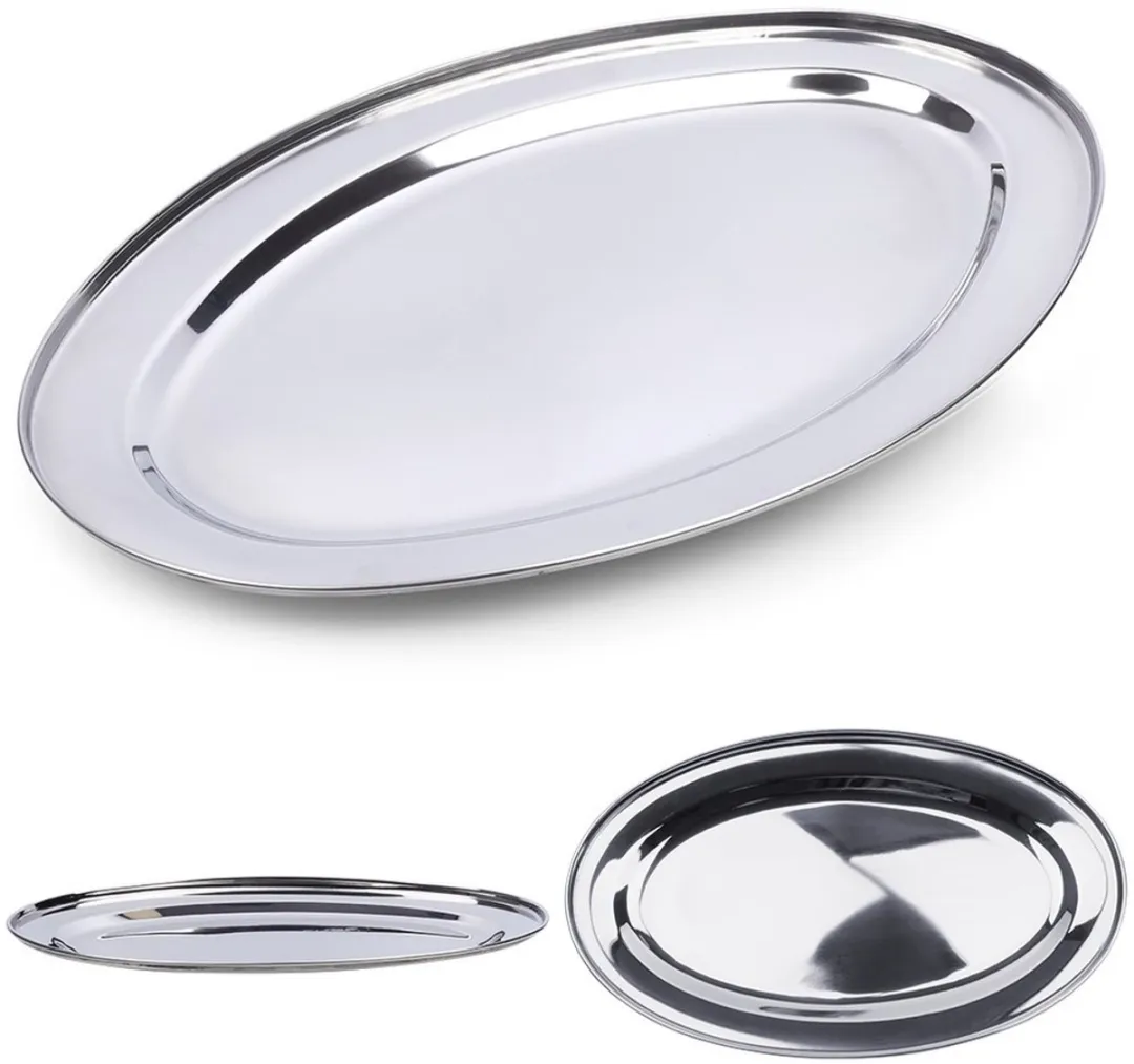 Excellent Houseware Ovale Serveerschaal 34x21,5cm - Roestvrij Staal
