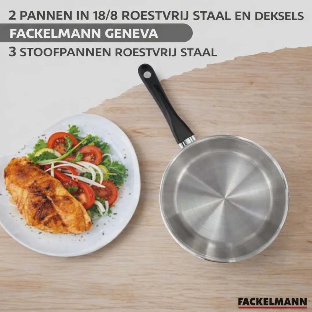 Fackelmann 9355250 Kookset - 5 Pannen 16-24cm - Roestvrijstaal