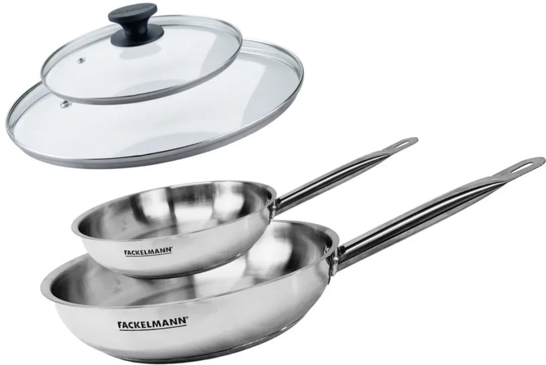 Fackelmann Eterna 9438150 2 Pannen 20/28cm - Roestvrij staal - 2 Glazen deksels