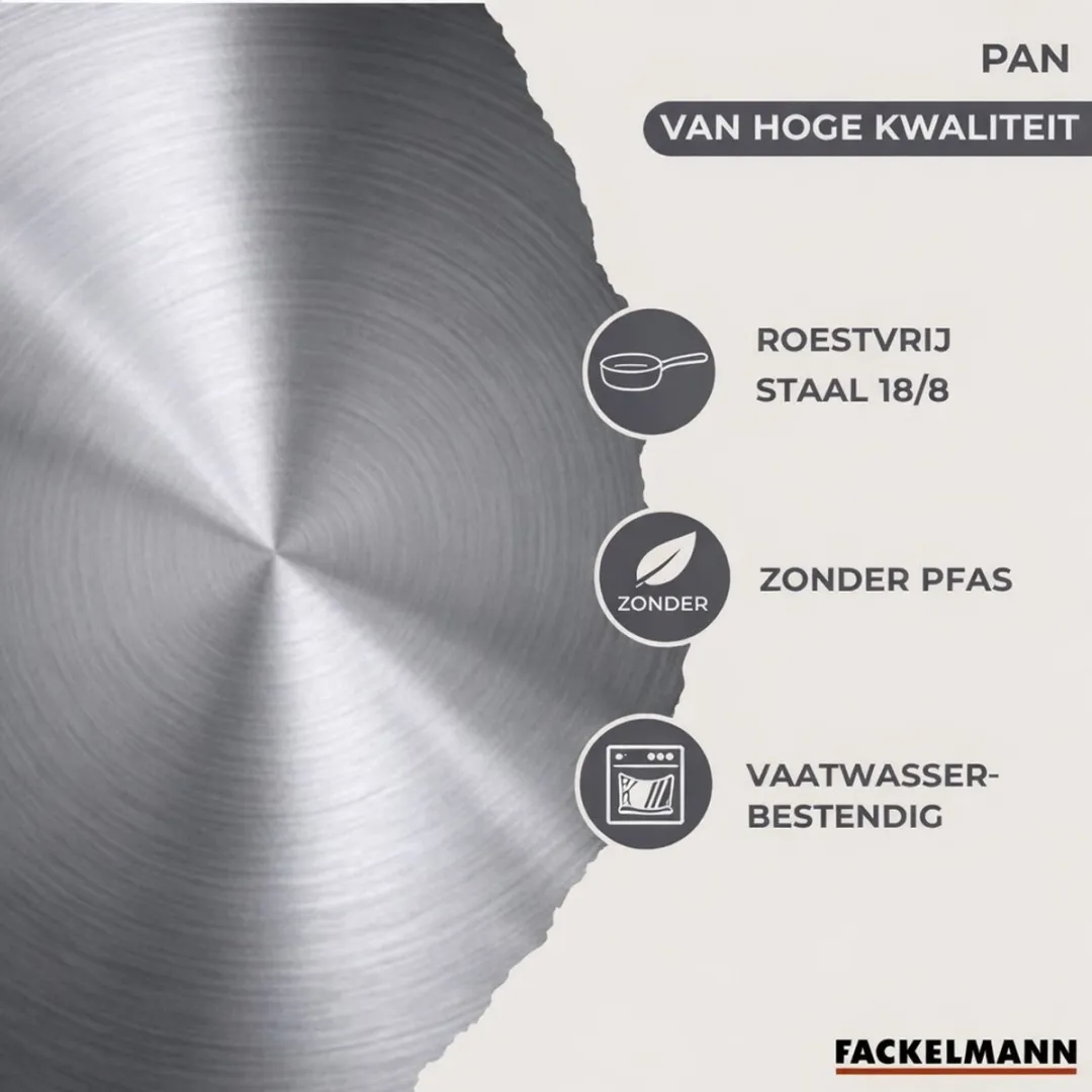 Fackelmann Roestvrijstalen Kookset 9446650 - 2 Pannen 24/28cm + 3 Steelpannen + 6 Hulpmiddelen