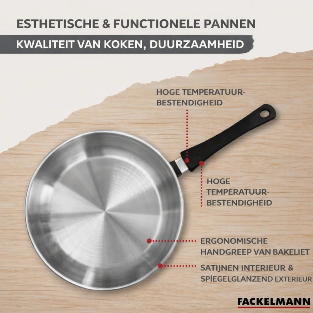 Fackelmann Roestvrijstalen Kookset 9446650 - 2 Pannen 24/28cm + 3 Steelpannen + 6 Hulpmiddelen