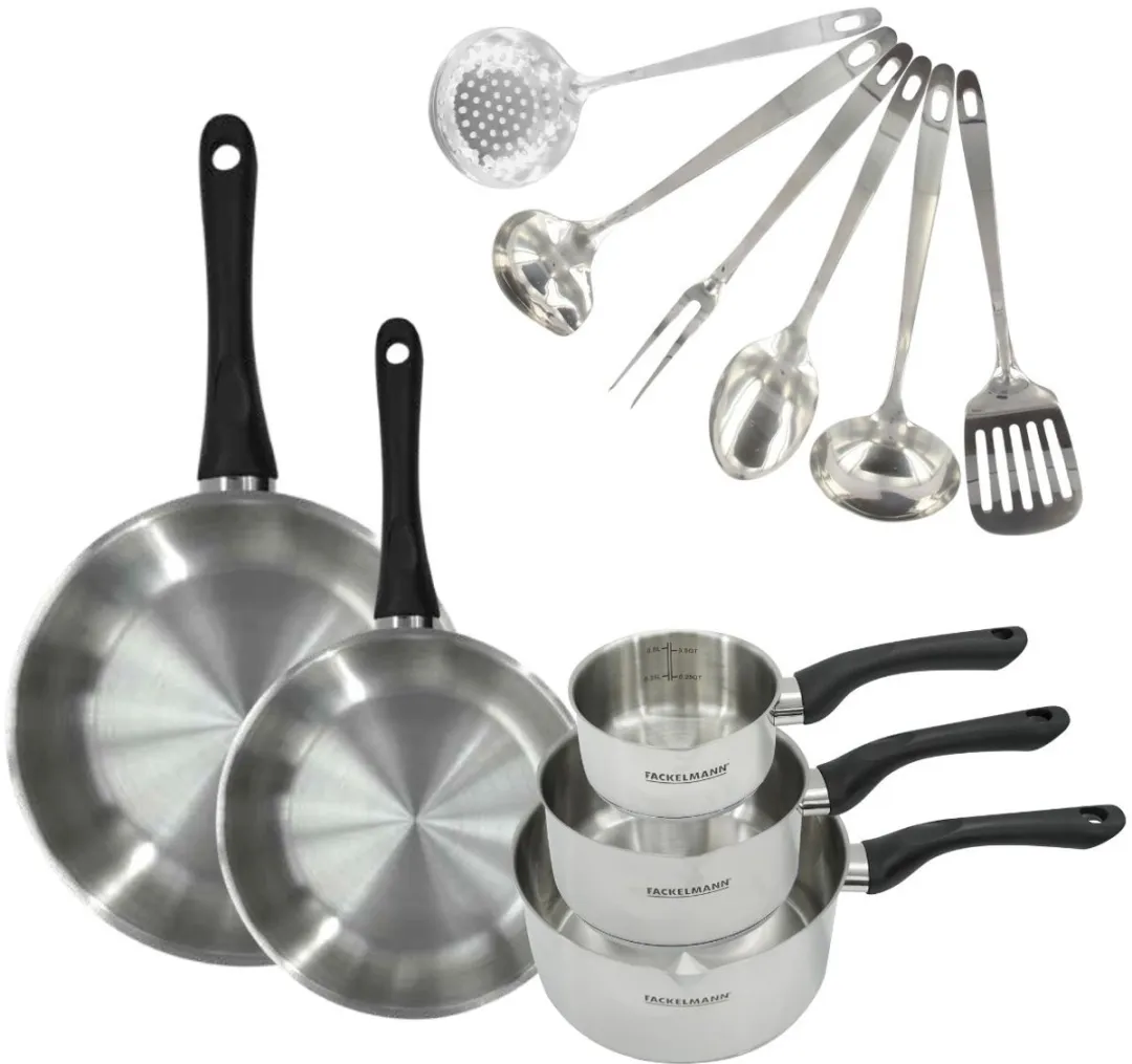 Fackelmann Roestvrijstalen Kookset 9446650 - 2 Pannen 24/28cm + 3 Steelpannen + 6 Hulpmiddelen - afbeelding 6 van 6