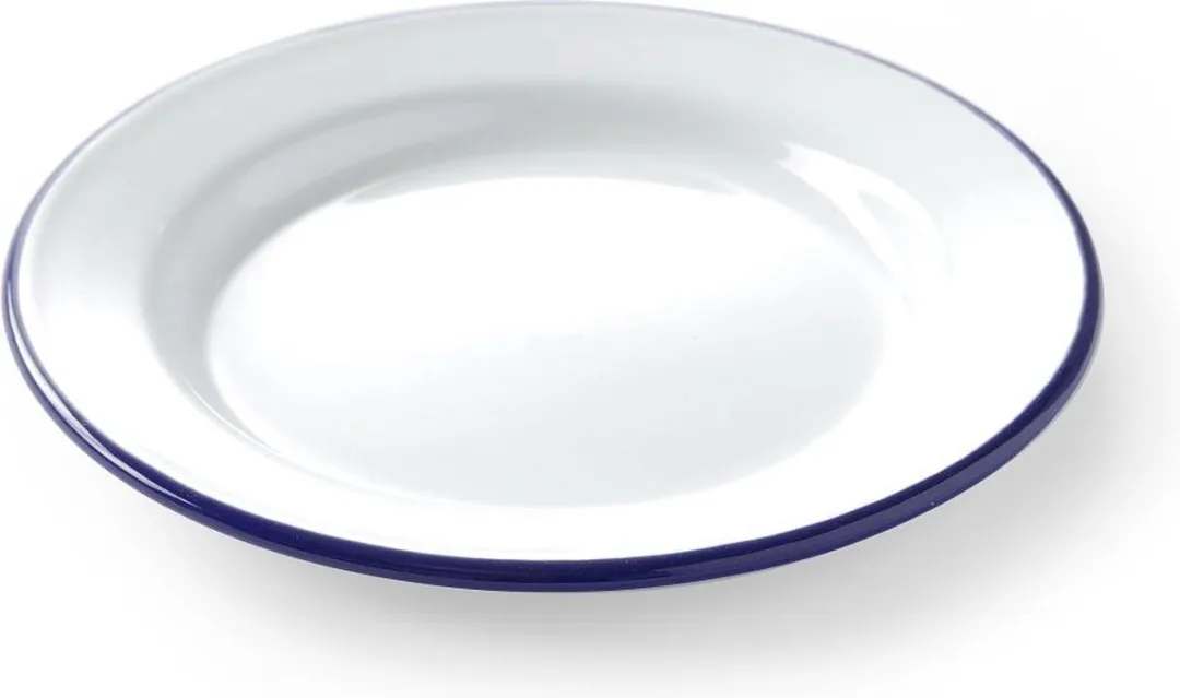 Hendi Plat Bord 621226 - Ø20cm - Emaille - Stapelaar - Wit/Blauw