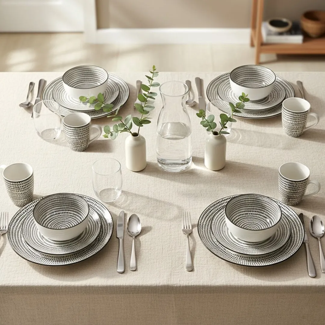 Excellent Houseware Porselein Serviesset 16-delig - 4 Personen - Veelkleurig - afbeelding 6 van 6