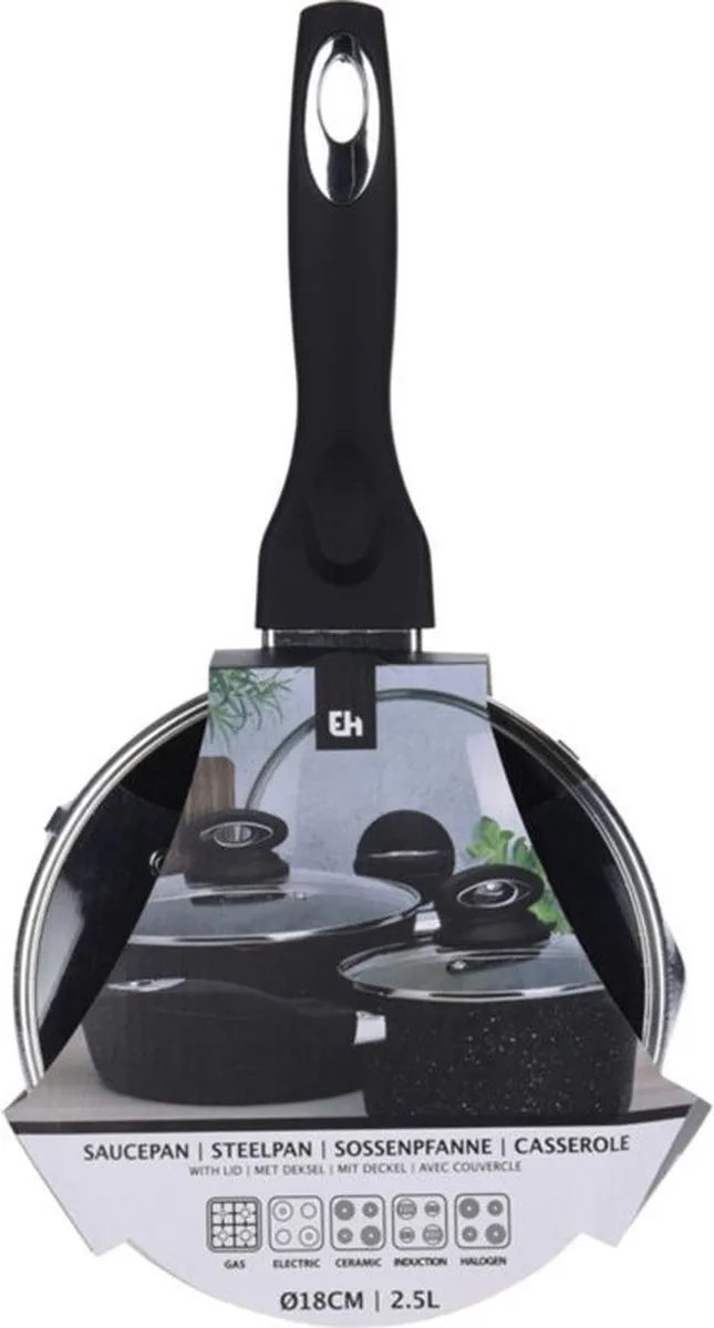 Excellent Houseware Steelpan 18cm - Inductie - 2.5L - Zwart
