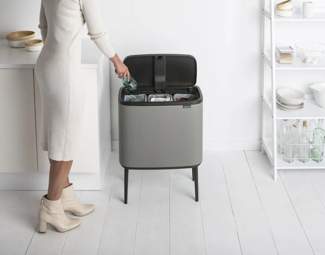 Brabantia Bo Touch Prullenbak 3x11L - Mineral Concrete Grey - afbeelding 6 van 6
