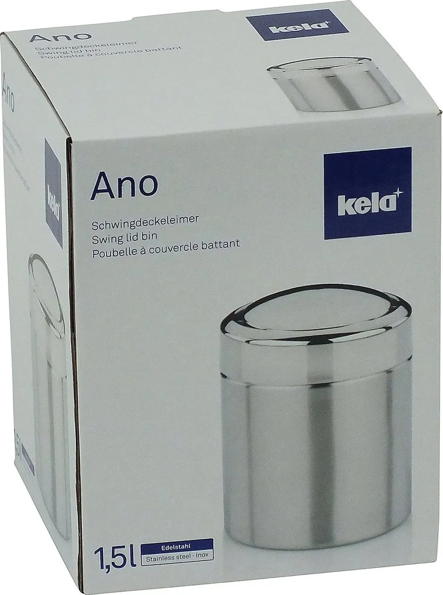 Kela Ano Afvalemmer Swing 1,5L - Zilver