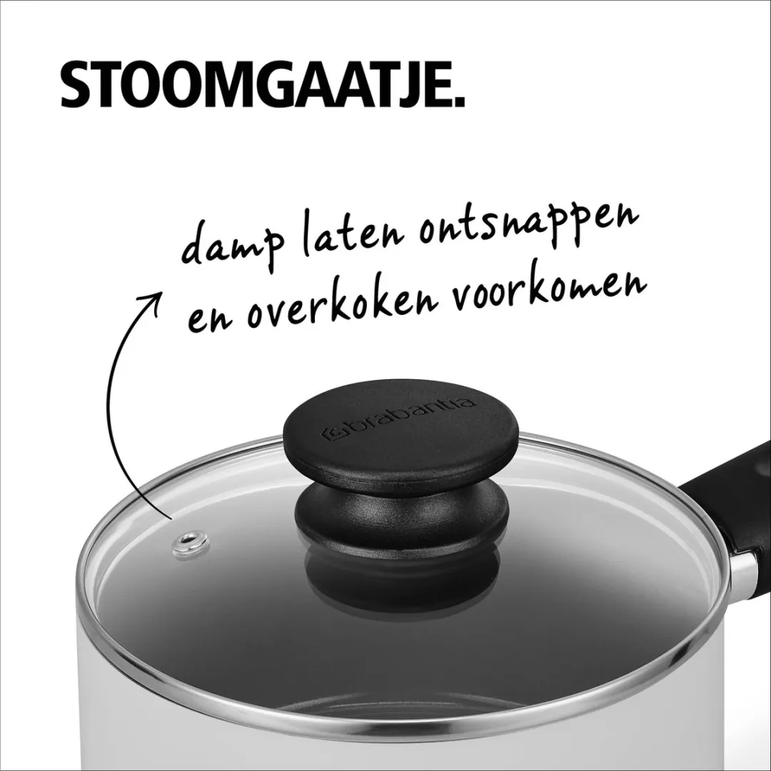 Brabantia INDU+ Steelpan 1.5L - Ø16cm Keramisch Antiaanbak - Inductie - Zwart
