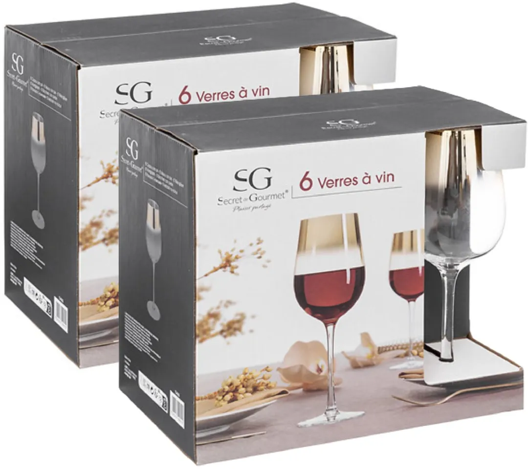 Excellent Houseware Secret de Gourmet Wijnglazen Gold - 12 Stuks