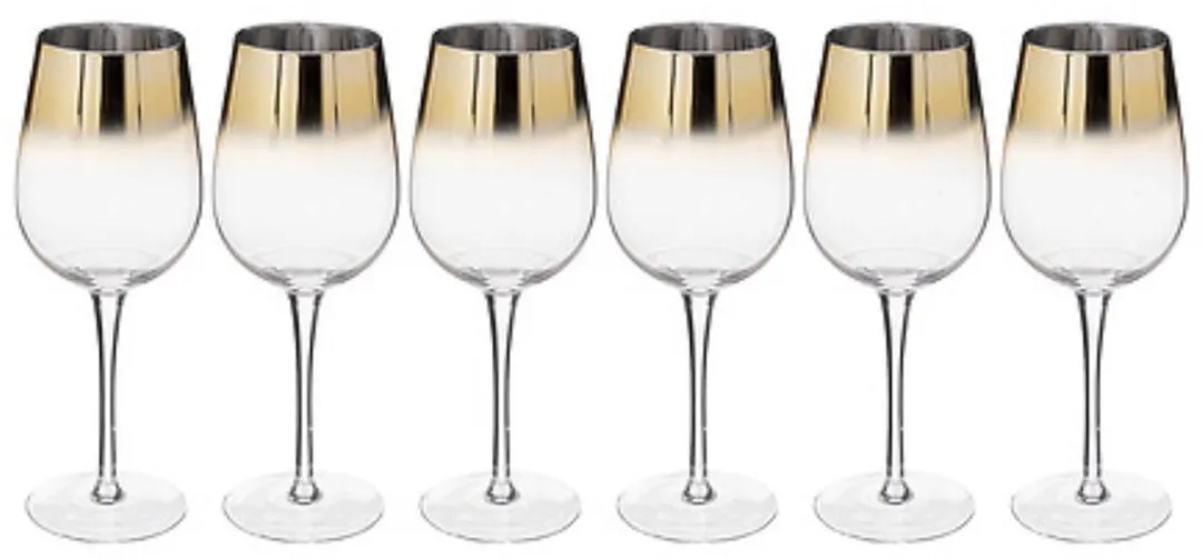 Excellent Houseware Secret de Gourmet Wijnglazen Gold - 12 Stuks