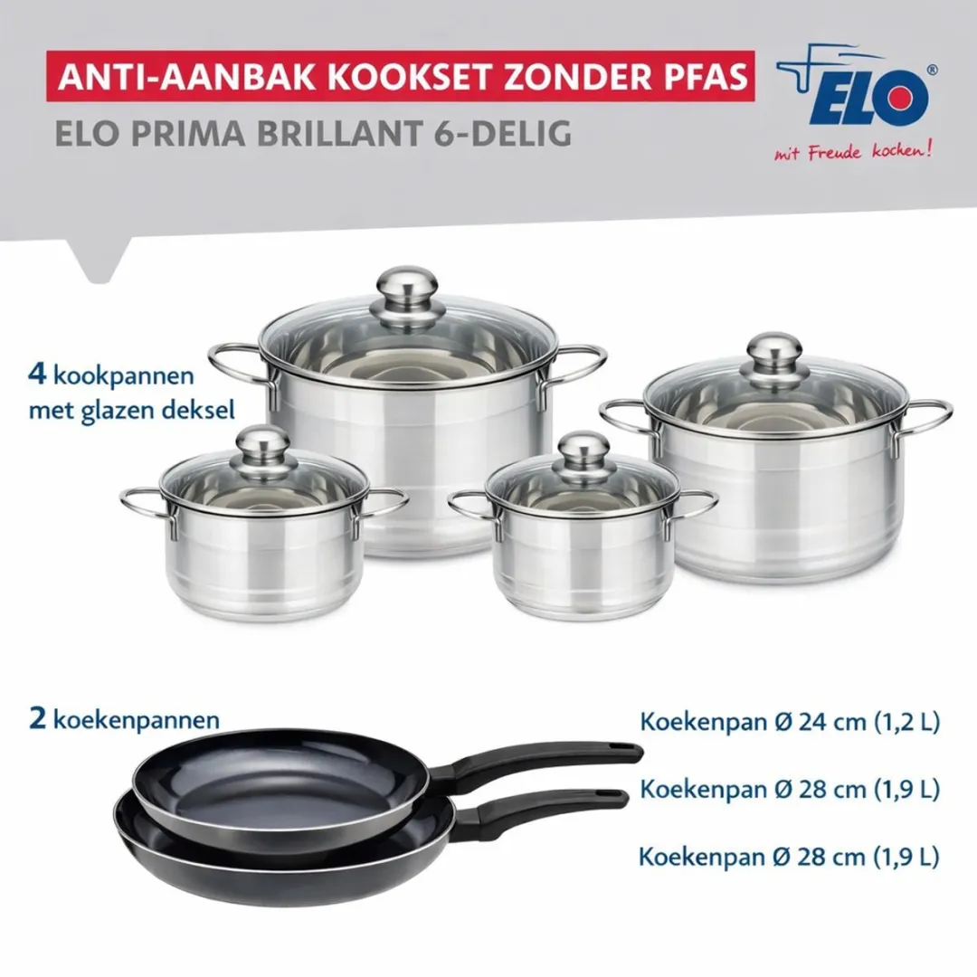 Fackelmann Elo 9733550 Keukengerei Set - 6-delig Roestvrij staal - Inductie