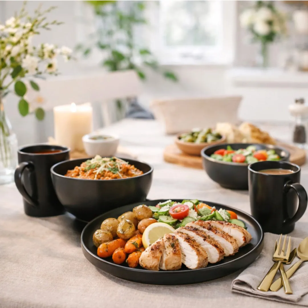 Excellent Houseware Ontbijtservies 6-delig - Zwart