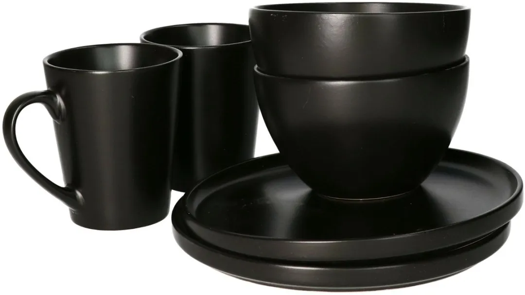 Excellent Houseware Ontbijtservies 6-delig - Zwart