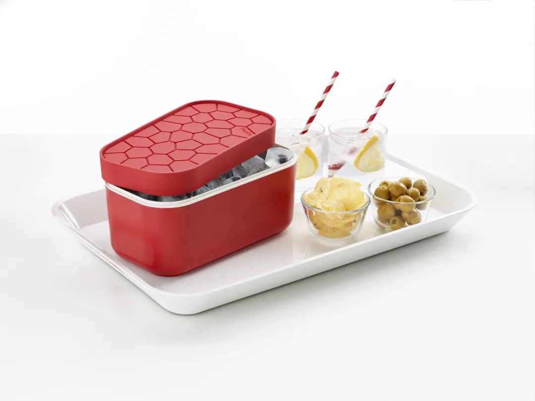 Lékué IJsblokjesvorm met bewaardoos - Red