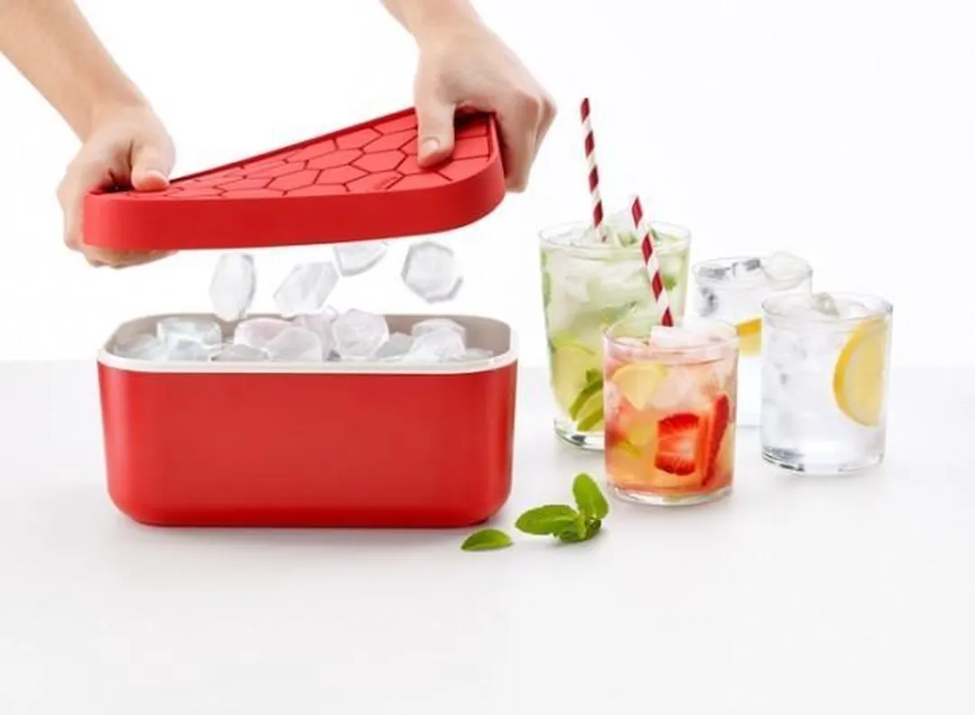 Lékué IJsblokjesvorm met bewaardoos - Red