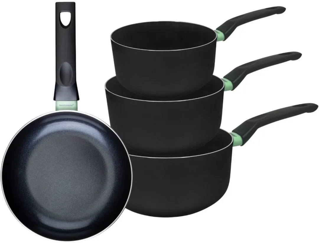 Fackelmann 9430150 Kookset 4-delig - 16/18/20cm + 28cm - Keramisch - Zwart/Groen