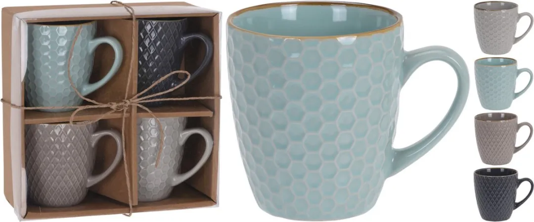 Excellent Houseware Stoneware Koffiekopjes - 8 Stuks 200ml - Multi