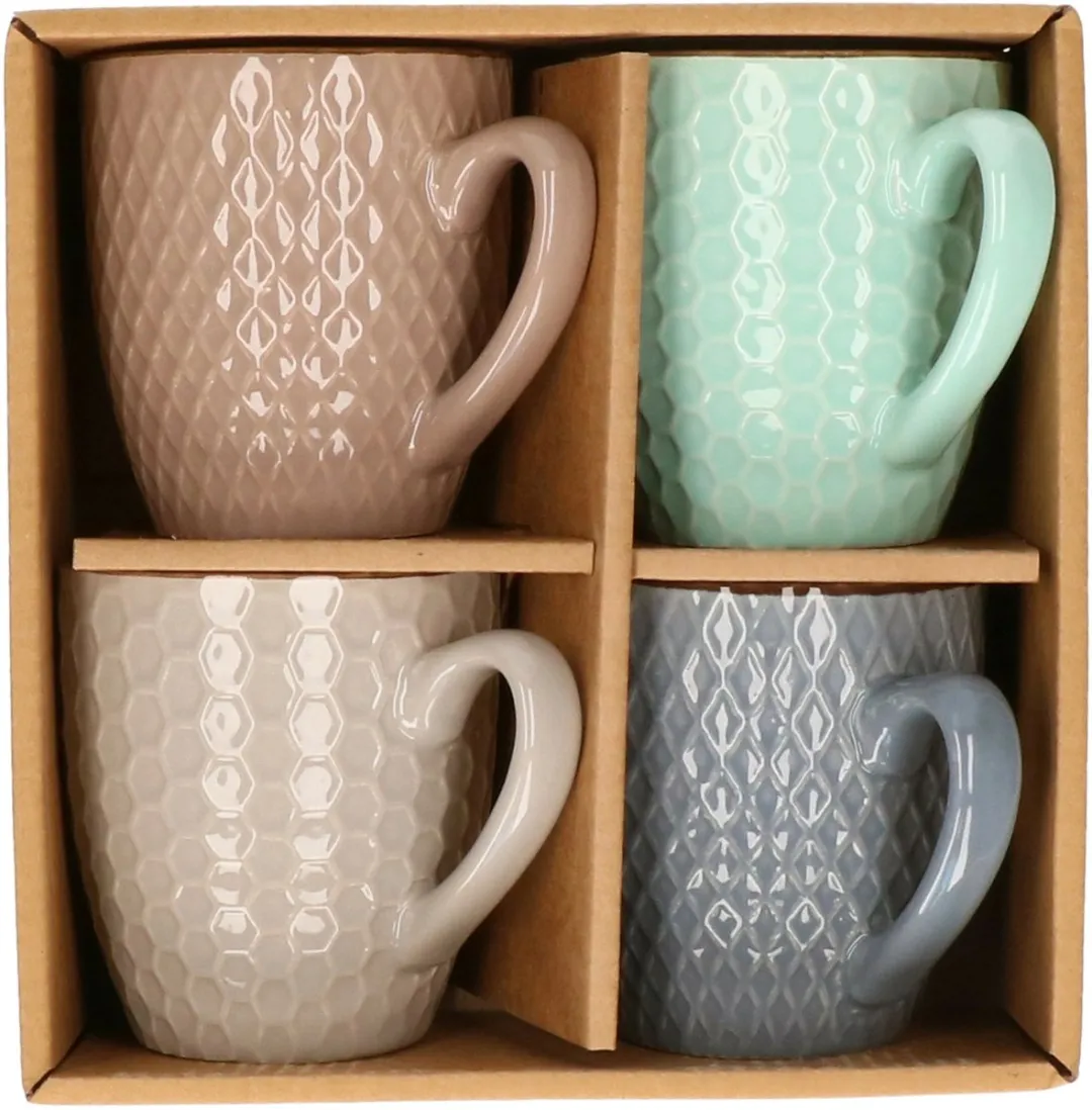 Excellent Houseware Stoneware Koffiekopjes - 8 Stuks 200ml - Multi