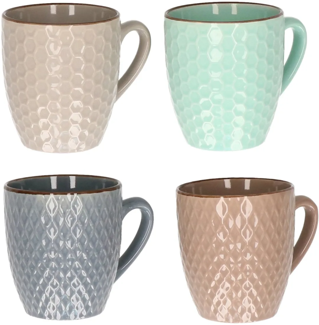 Excellent Houseware Stoneware Koffiekopjes - 8 Stuks 200ml - Multi