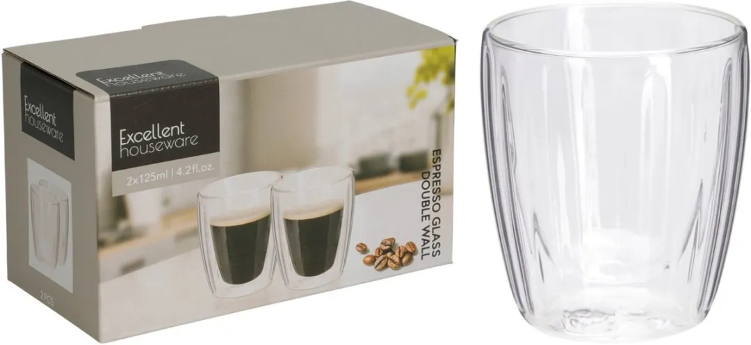 Excellent Houseware Koffieglazen 125ml - 6x - Ø7cm
