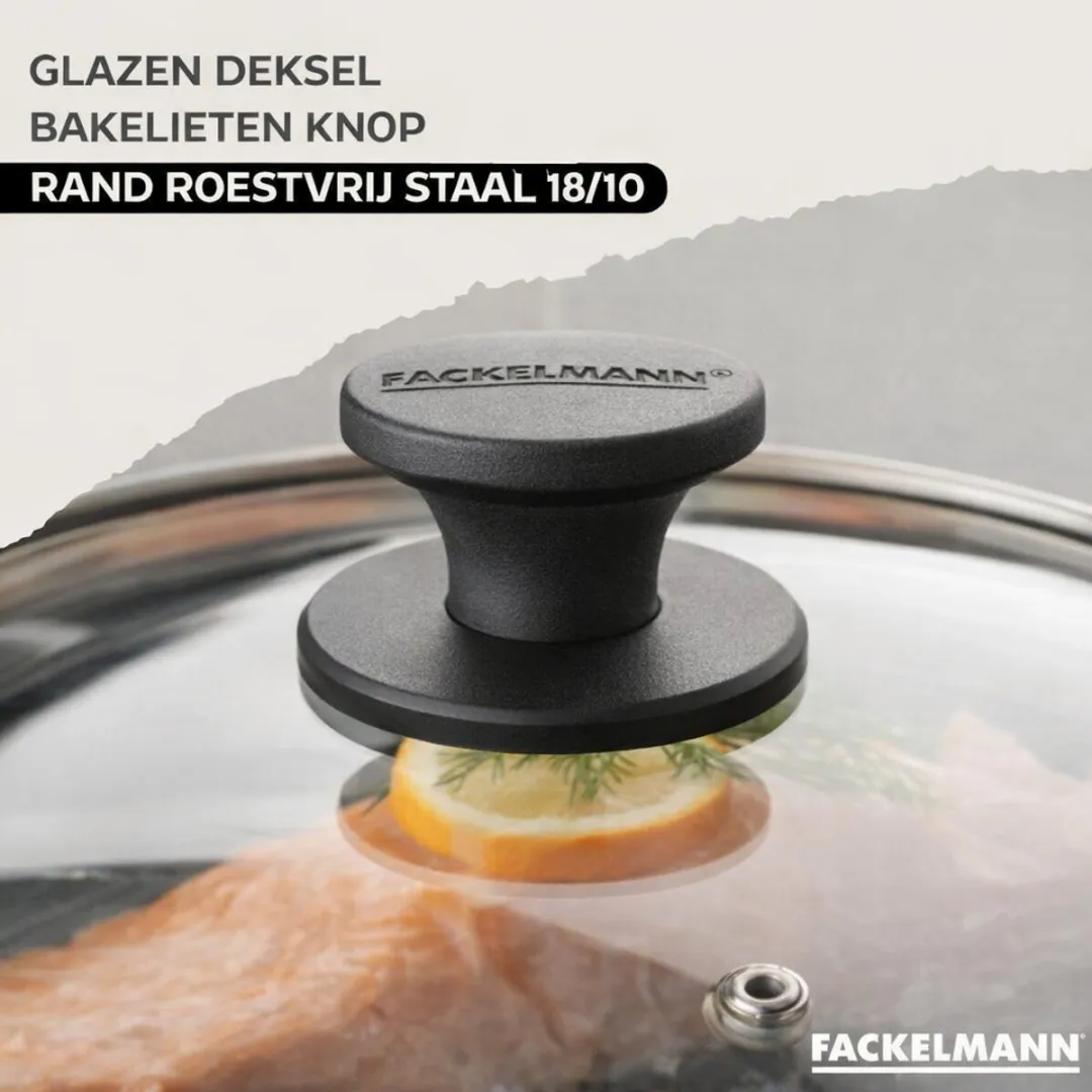 Fackelmann Koekenpan 20cm - Roestvrij staal met Glas & 6 RPET keukengerei