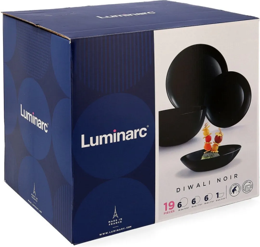 Luminarc Diwali Serviesset P1622 - 19-delig - 6 Personen - Zwart