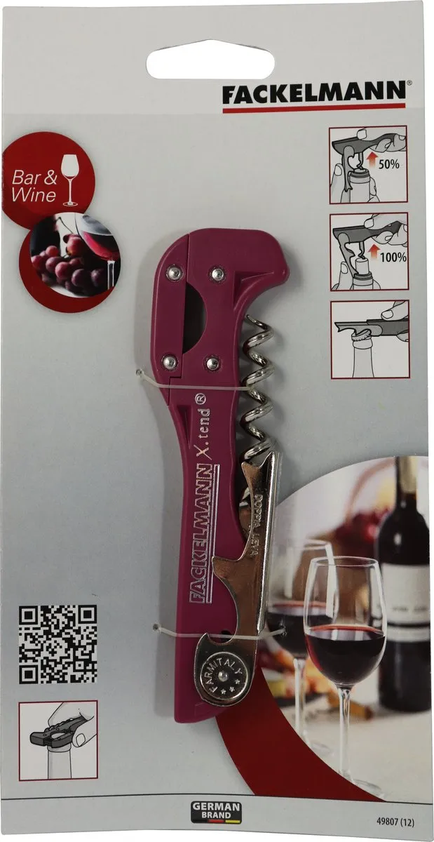Fackelmann 49807 Sommelier Kurkentrekker - Rood/Zwart