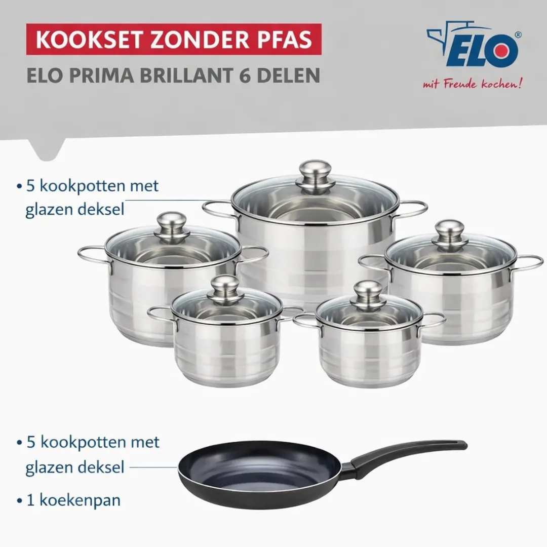 Fackelmann Elo Prima Keukengerei Set 6-delig - 1x24cm + 5x12-24cm