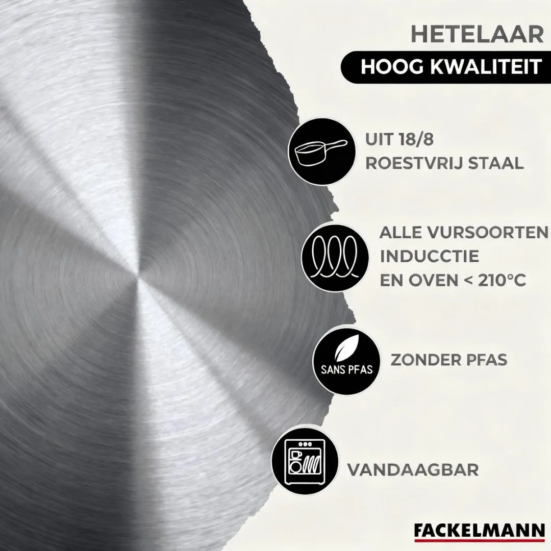 Fackelmann Etherna Roestvrijstalen Kookset 16/20/24cm + Koekenpan 20cm - 5 Stuks - afbeelding 6 van 6