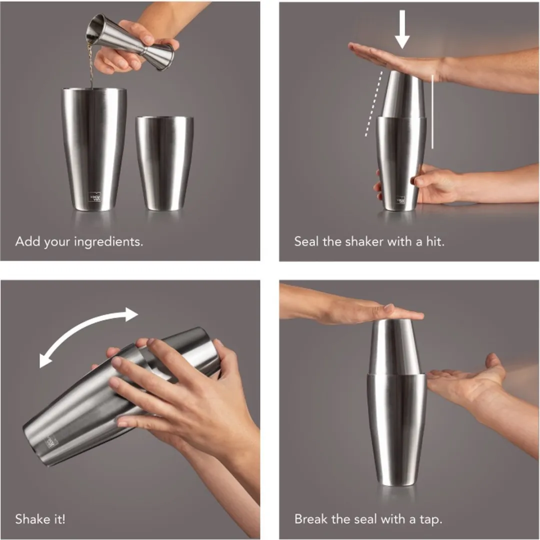 VacuVin Tin on Tin Boston Cocktail Shaker 750ml - RVS