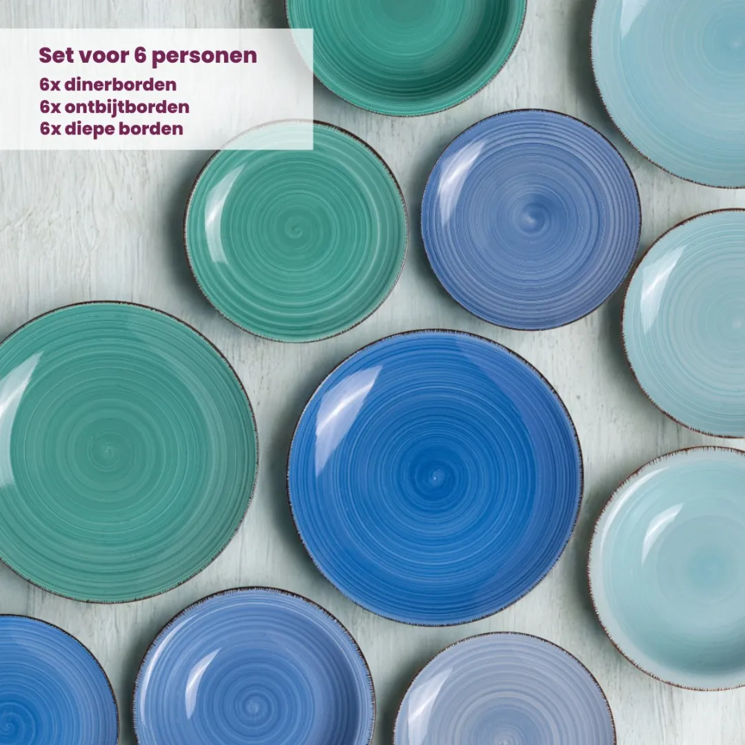 Cookinglife Delice Serviesset Blauw - 18-delig