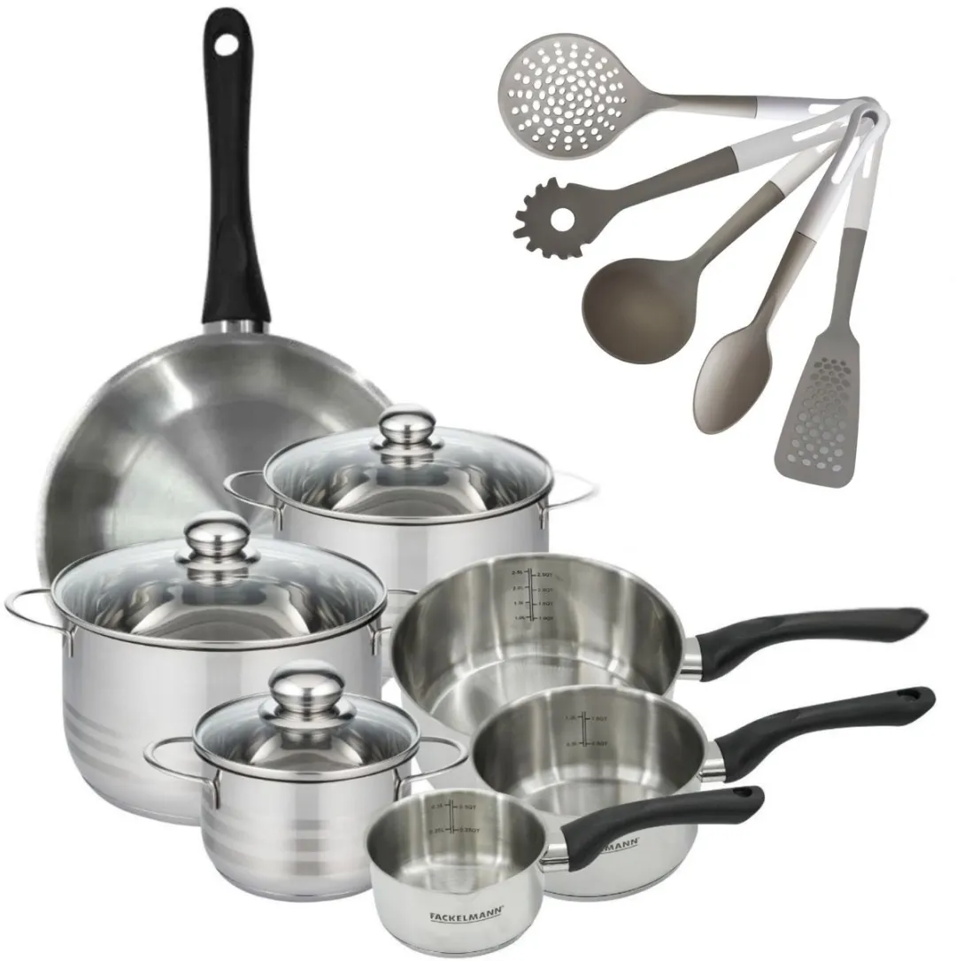Fackelmann Geneva RVS Braadpan Set 16/20/24cm & Steelpan Set 12/16/20cm