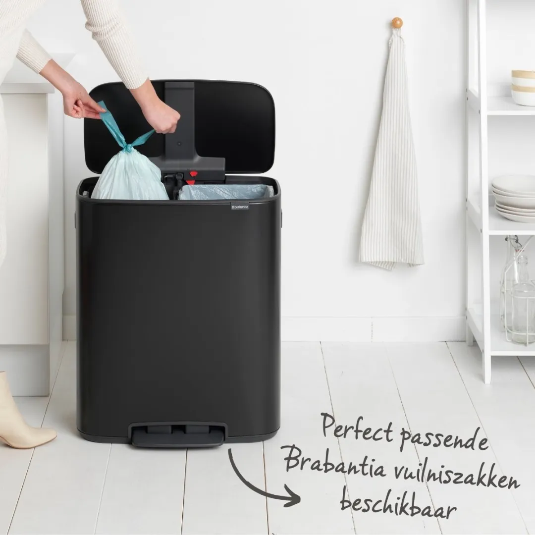Brabantia Bo Prullenbak 211508 - 2x30L - Afvalscheiding - Matt Black