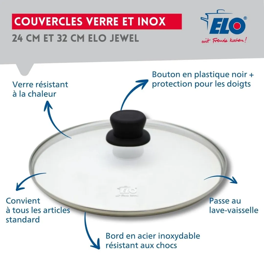 Fackelmann Elo 9805050 Set Roestvrijstalen Pannen 2x - 32cm - 2x Glas Deksels