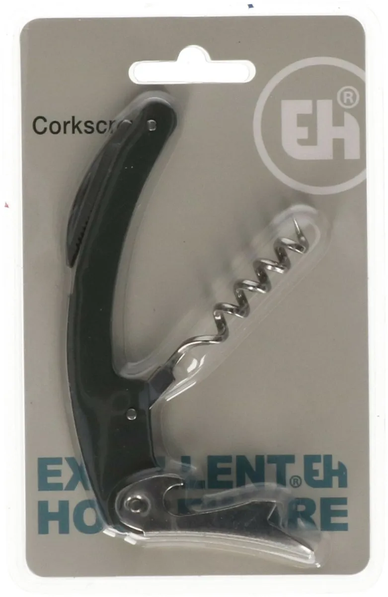 Excellent Houseware Kelner Flesopener/Kurkentrekker - 2 Stuks - Grijs