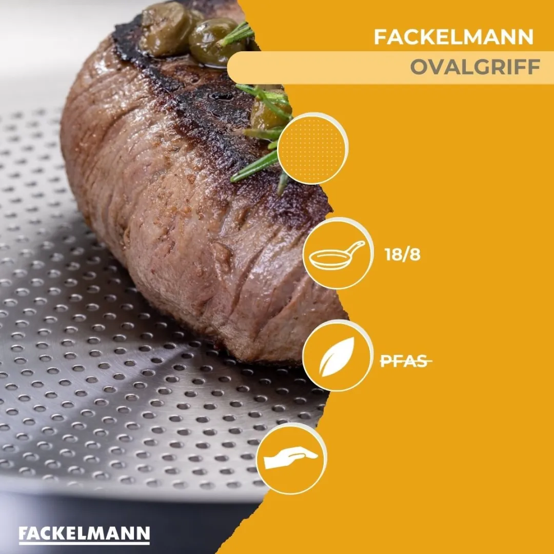 Fackelmann Koekenpan 24cm Roestvrij Staal - Inductie/Ovenbestendig