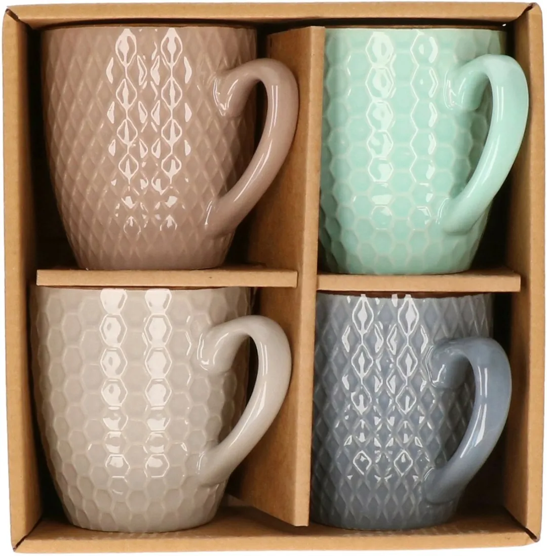 Excellent Houseware Koffiekopjes Stoneware - 4 Stuks - Multi - afbeelding 3 van 3