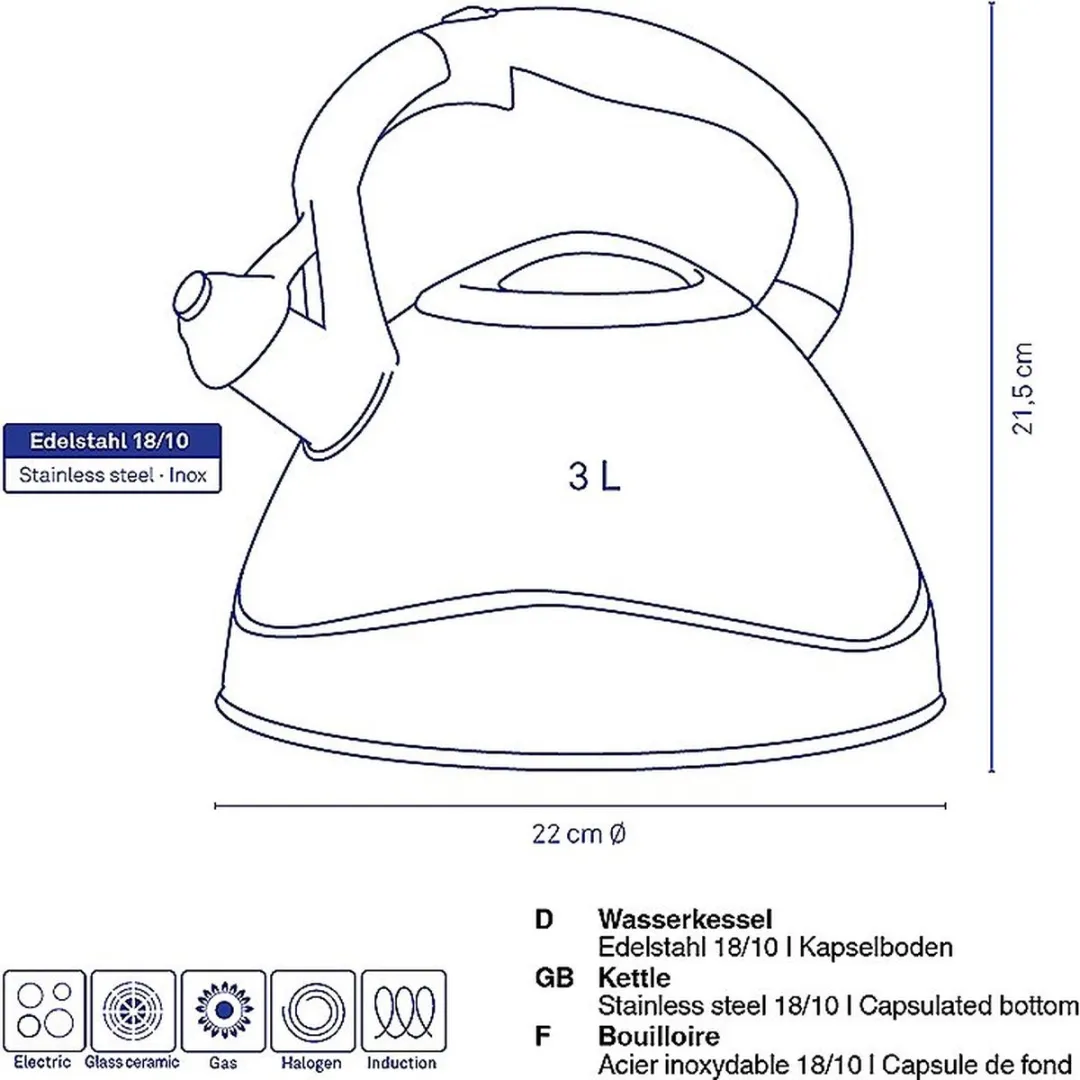 Kela Fluitketel 3L - Zwart