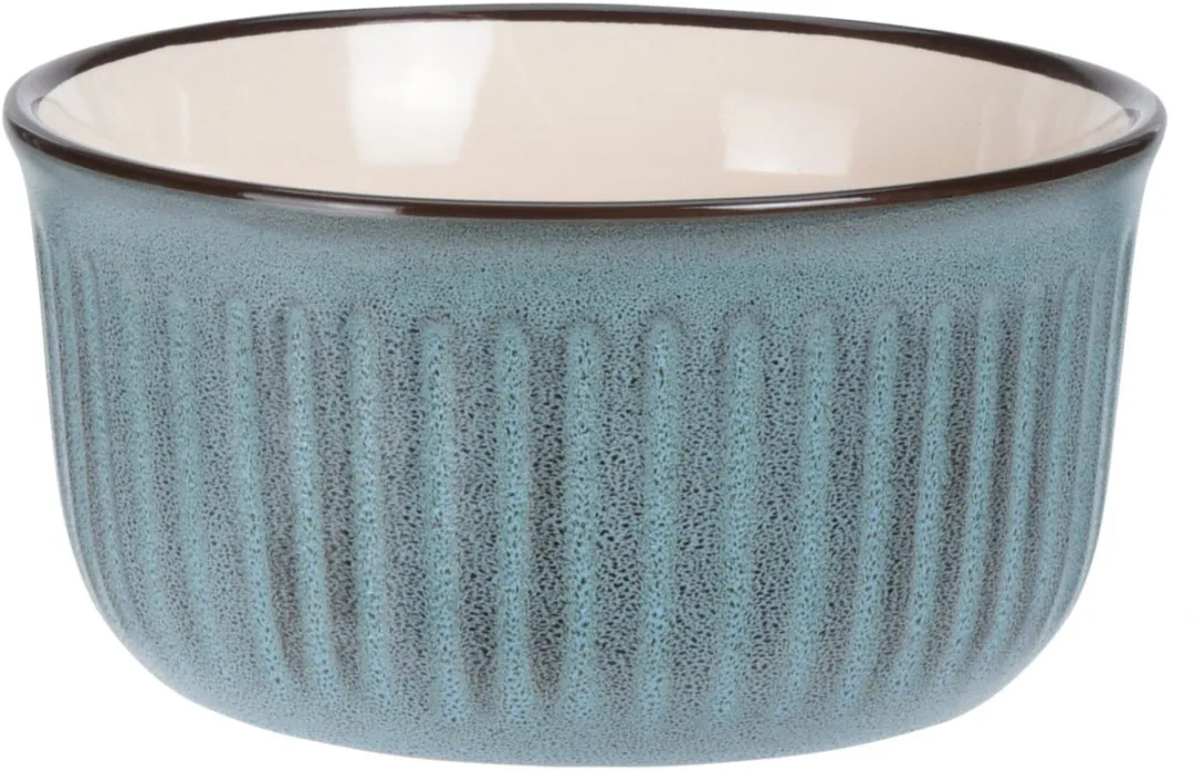 Excellent Houseware Striped Serveerkommetjes - 4x - Lichtblauw