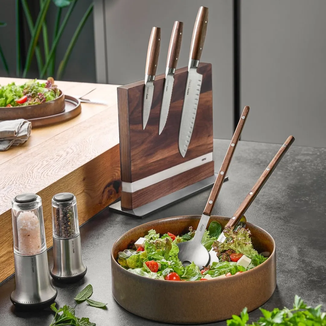 GEFU Filigo Saladebestek 2-delig - Walnoothout & RVS - 32.5x6cm