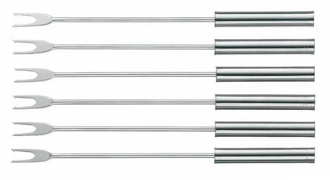 Kela Dobbelsteen Fonduevorken Set - 6 Stuks - Zilver
