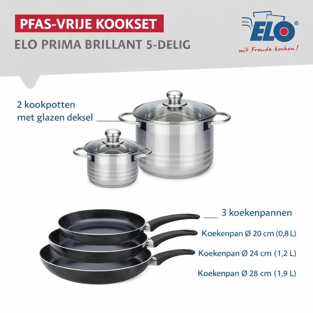 Fackelmann ELO 9741650 Keukengerei Set - 5-delig - Roestvrij staal