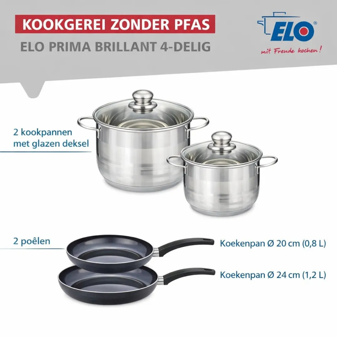 Fackelmann ELO 9722650 Keukengerei Set - 4-delig - Roestvrij staal
