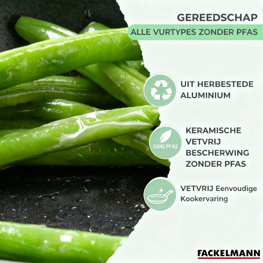 Fackelmann 9431150 Set Pannen - 7-delig - Keramische antiaanbaklaag - Inductie - Zwart/Groen