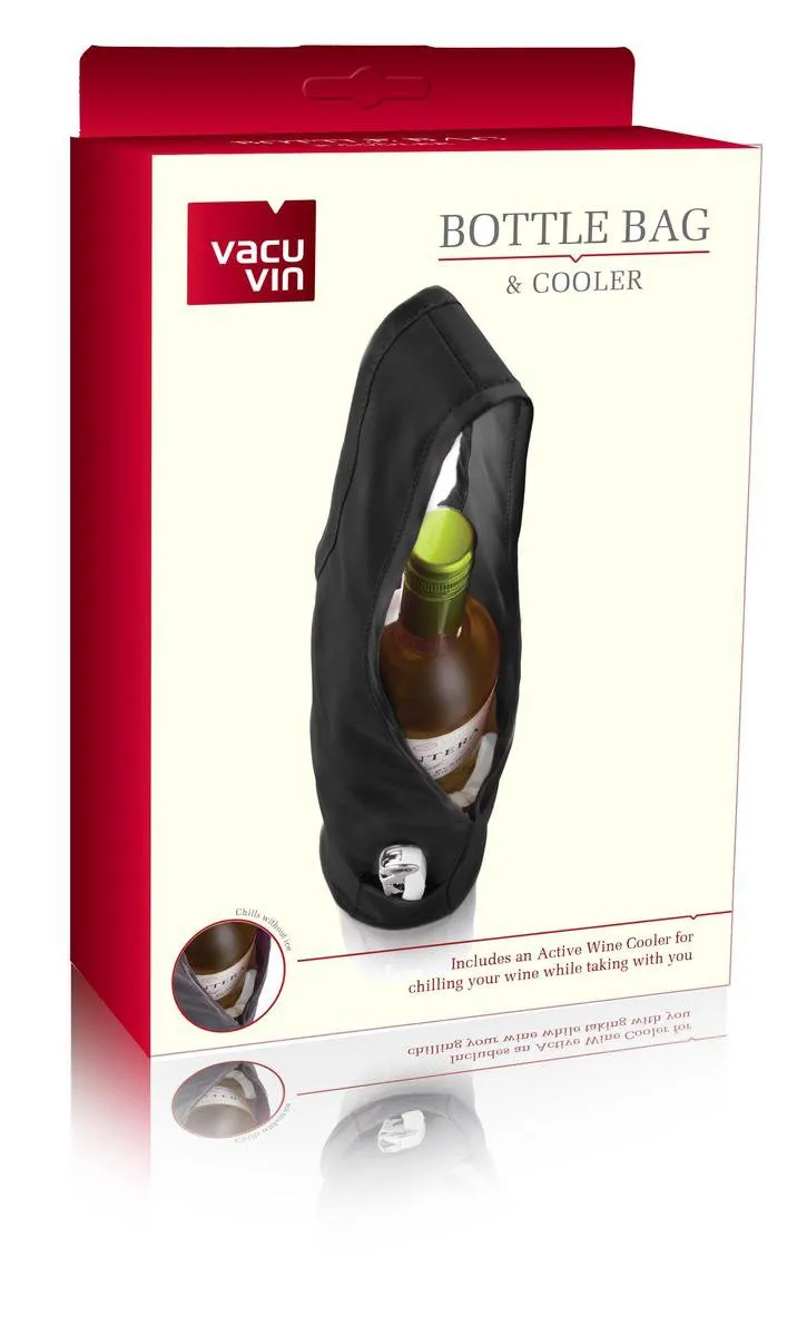 VacuVin Trendy Luxe Wijnkoeler Draagtas - Zwart/Grijs