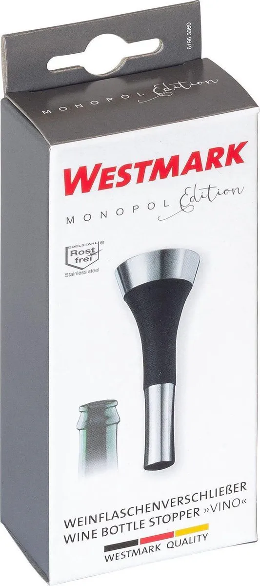 Westmark Vino Wijnflessenstop - Monopol Edition - Zilver/Zwart