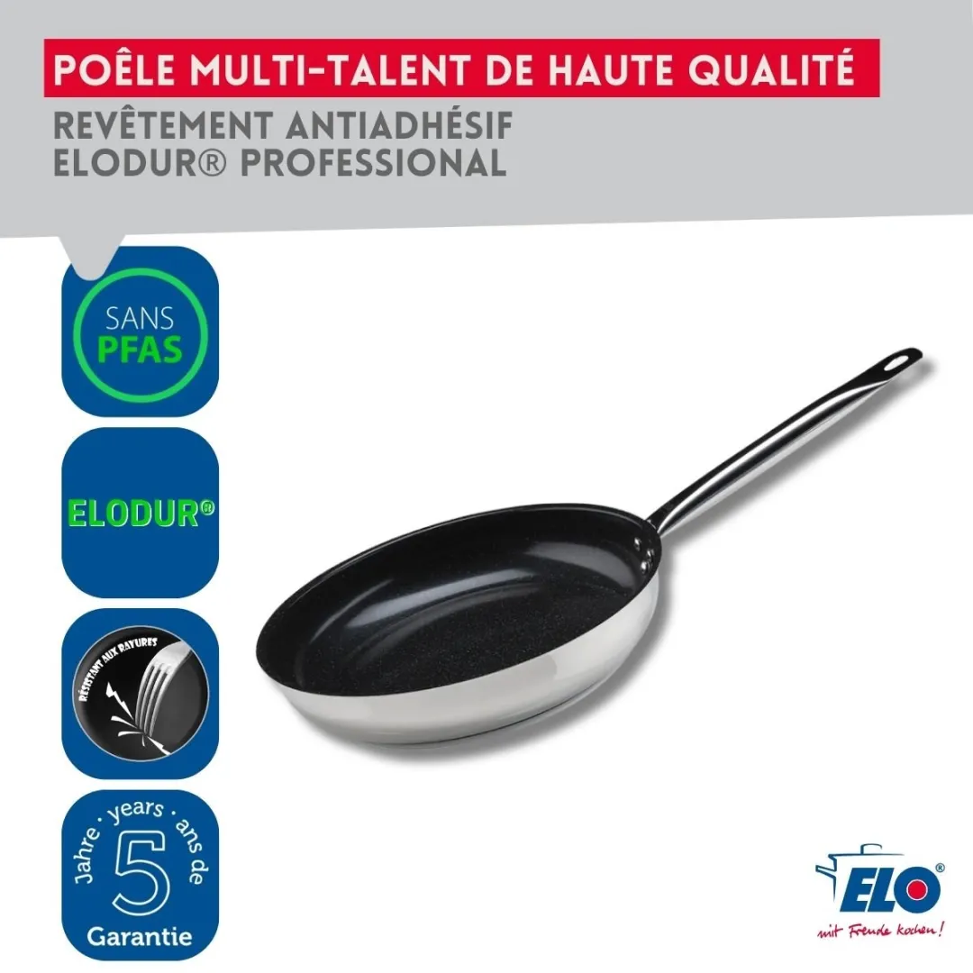 Fackelmann Elo 2453426 Koekenpan 24cm - RVS 18/10 - Inductie - Zwart/Grijs