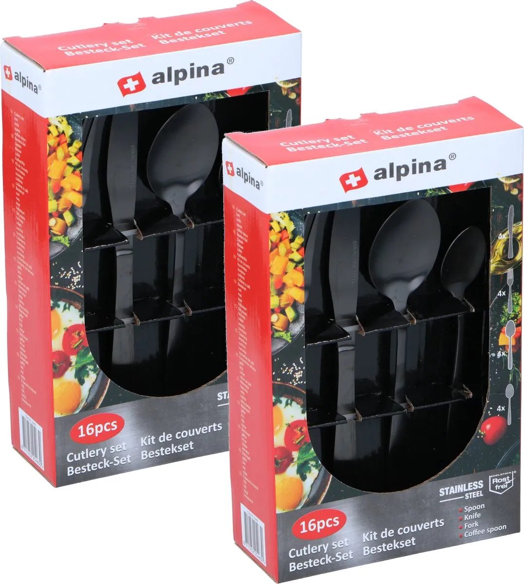 Alpina Bestek 32-delig - Mat Zwart - 8 Personen