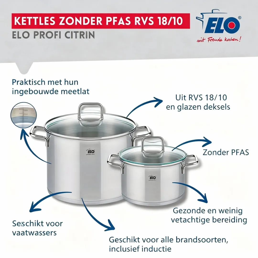 Fackelmann Elo Profi Keukengerei Set 5-delig - 3 Koekenpannen & 2 Kookpotten - Roestvrij staal - afbeelding 6 van 6