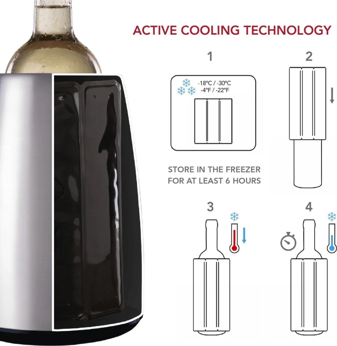 VacuVin Elegant Wine Cooler Active Cooler - RVS Zilver